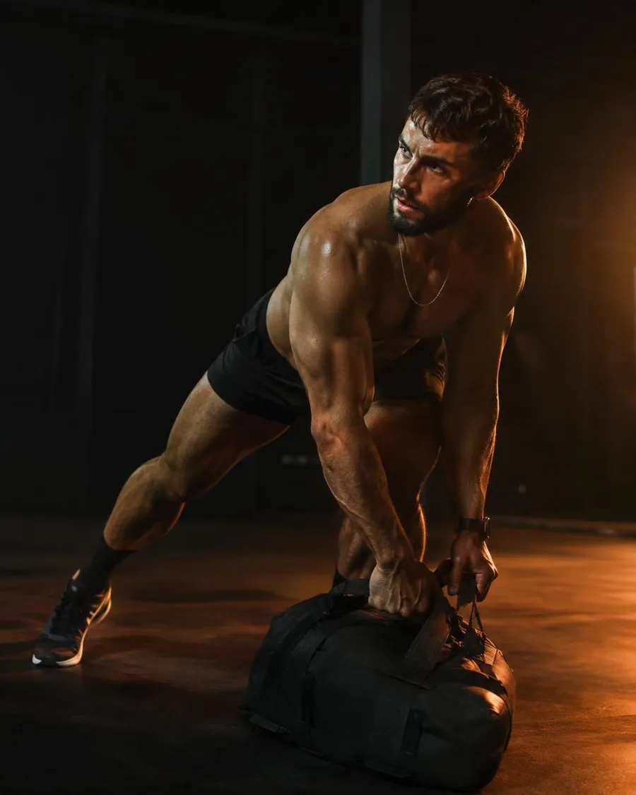 Atleta en un espacio de entrenamiento de fuerza y resistencia